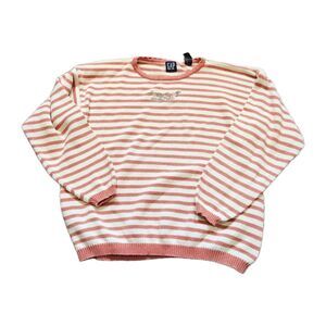 GAP Striped Floral Embroidered Sweater Cottagecore Knit Pullover Size Medium